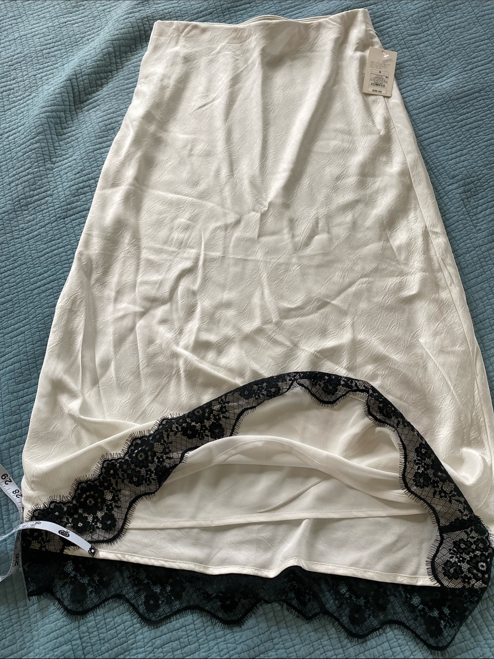 a new day Cream Half Slip with Black Lace Hem